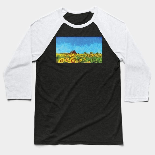 Sunflowers field Baseball T-Shirt by Ryan Rad